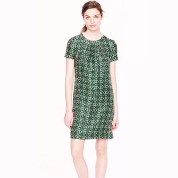 J. Crew 100% Silk Swoop Dress With Latticework Medallion Pattern - Picture 1 of 11